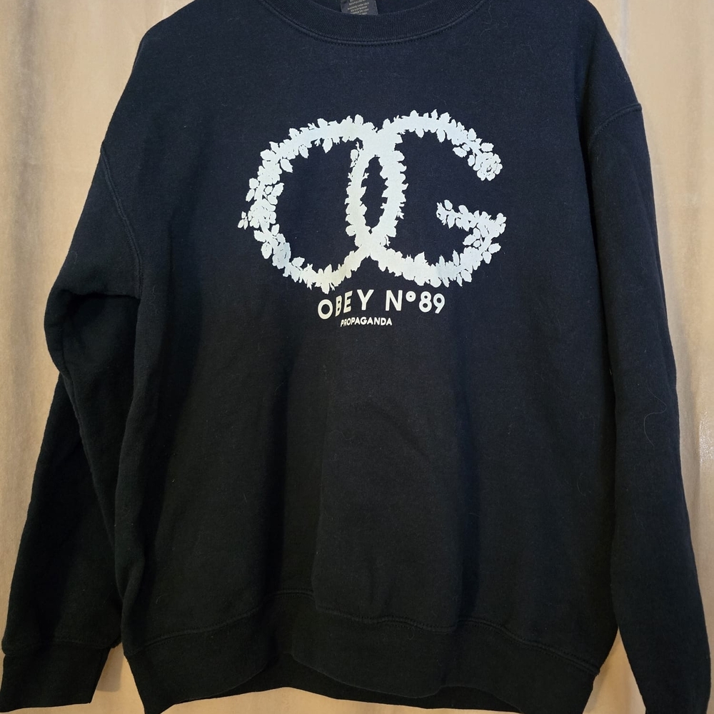 Obey NO.89 Womens Crewneck Pullover Medium Black